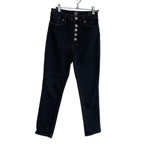 Urban Outfitters Black Girlfriend high Rise Button Fly Jeans 27